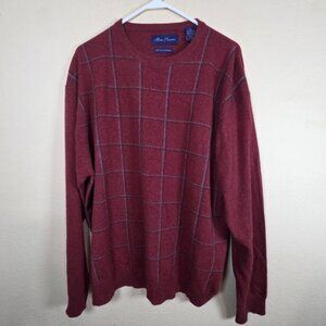 Men's Alan Flusser 100%  Cashmere Plum window pane Sweater XL christmas work